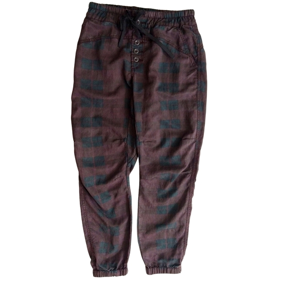 Anthropologie | 'Jacquie' Button-Fly Joggers in brown and black motif | … - Picture 2 of 12